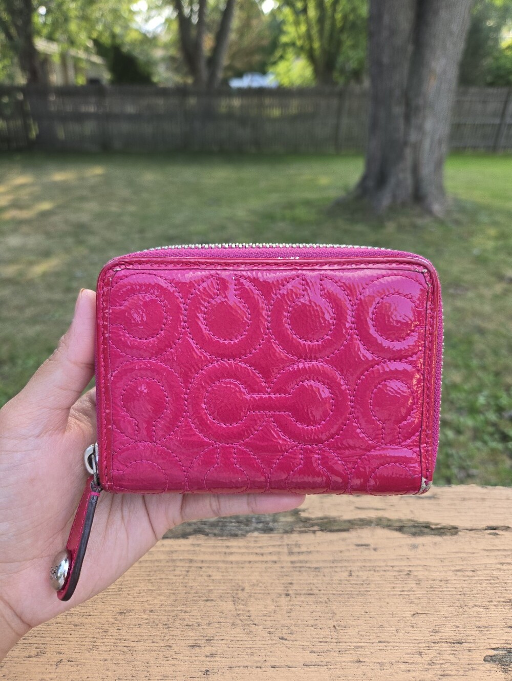 Coach Pink Wallet Zipper Closure